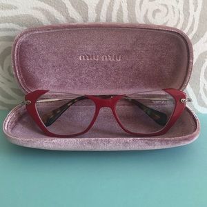 MIU MIU Half Frame Eyeglasses Red Tortoise VMU 04O